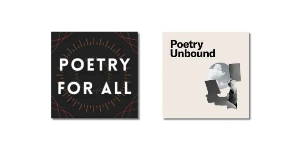 Two logos for Poetry For All and Poetry Unbound